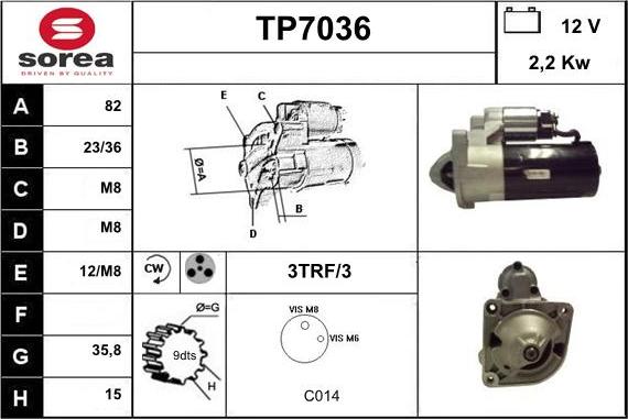 Sera TP7036 - Starteris adetalas.lv