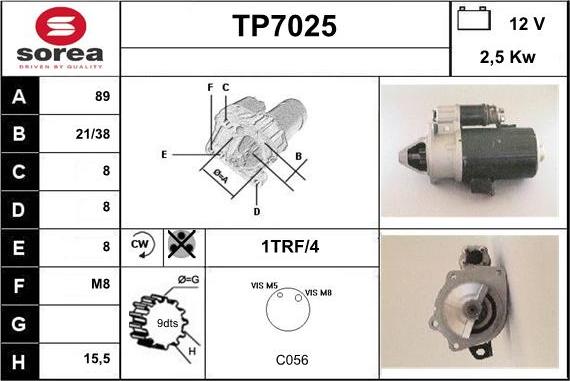 Sera TP7025 - Starteris adetalas.lv