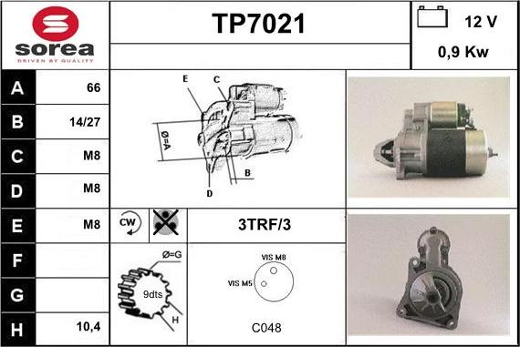 Sera TP7021 - Starteris adetalas.lv