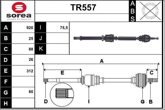 Sera TR557 - Piedziņas vārpsta adetalas.lv