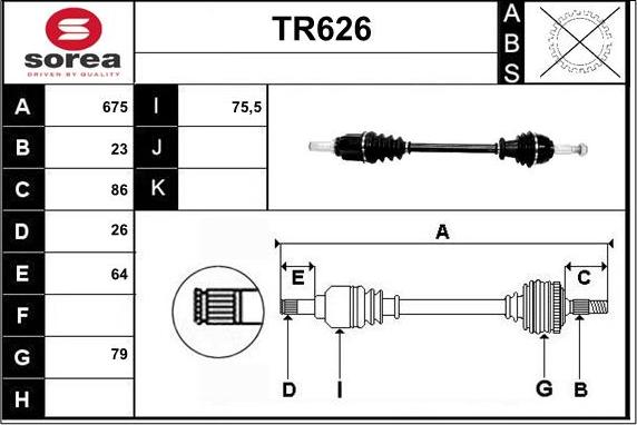 Sera TR626 - Piedziņas vārpsta adetalas.lv