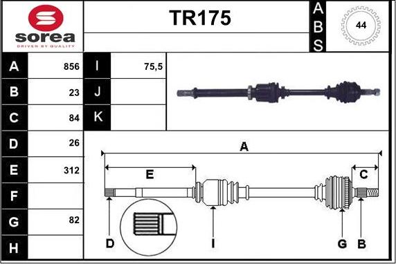 Sera TR175 - Piedziņas vārpsta adetalas.lv