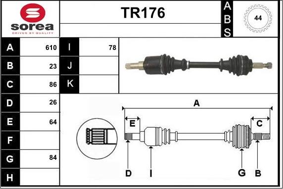 Sera TR176 - Piedziņas vārpsta adetalas.lv