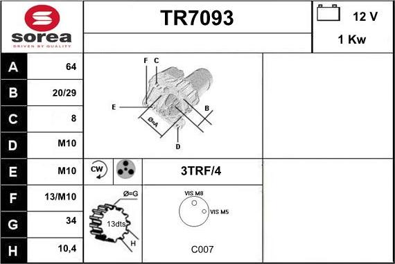 Sera TR7093 - Starteris adetalas.lv