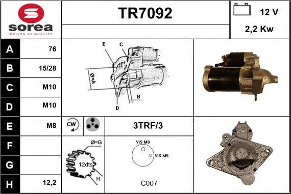 Sera TR7092 - Starteris adetalas.lv