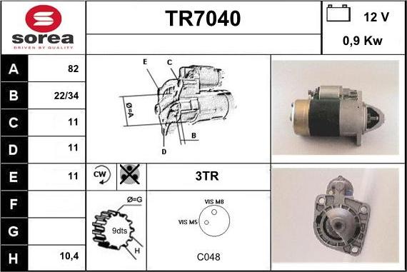 Sera TR7040 - Starteris adetalas.lv