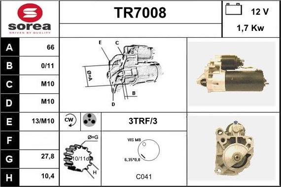 Sera TR7008 - Starteris adetalas.lv