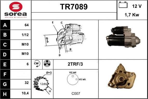 Sera TR7089 - Starteris adetalas.lv