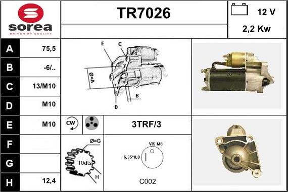 Sera TR7026 - Starteris adetalas.lv