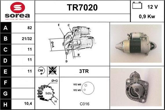 Sera TR7020 - Starteris adetalas.lv