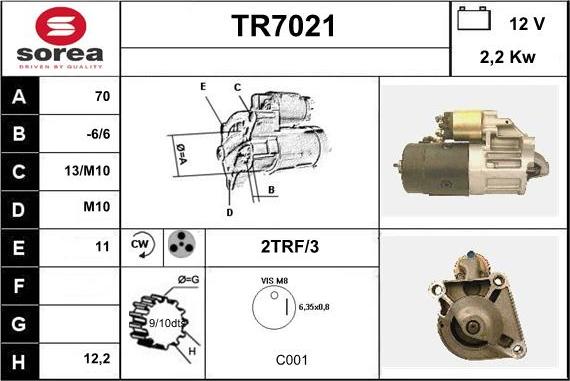 Sera TR7021 - Starteris adetalas.lv