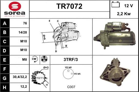 Sera TR7072 - Starteris adetalas.lv