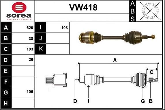 Sera VW418 - Piedziņas vārpsta adetalas.lv