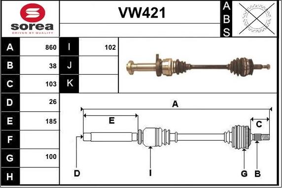 Sera VW421 - Piedziņas vārpsta adetalas.lv