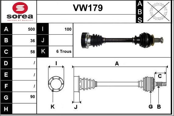 Sera VW179 - Piedziņas vārpsta adetalas.lv