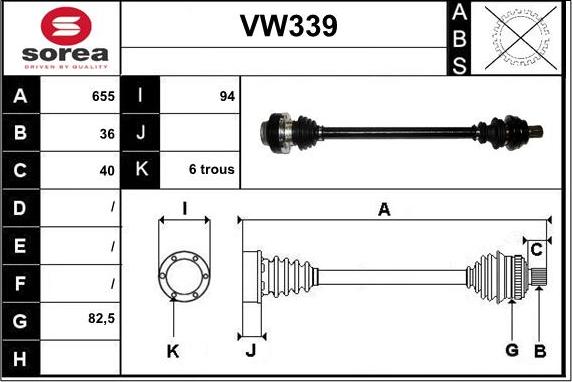 Sera VW339 - Piedziņas vārpsta adetalas.lv