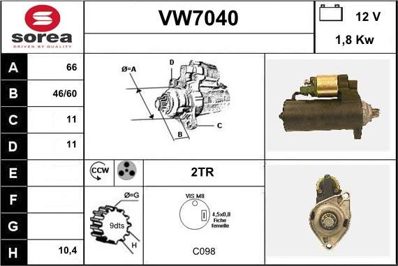 Sera VW7040 - Starteris adetalas.lv