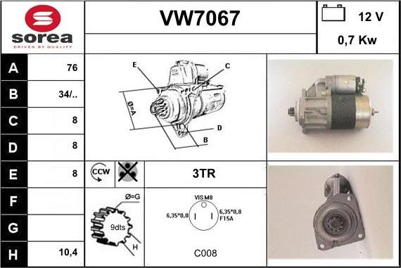 Sera VW7067 - Starteris adetalas.lv