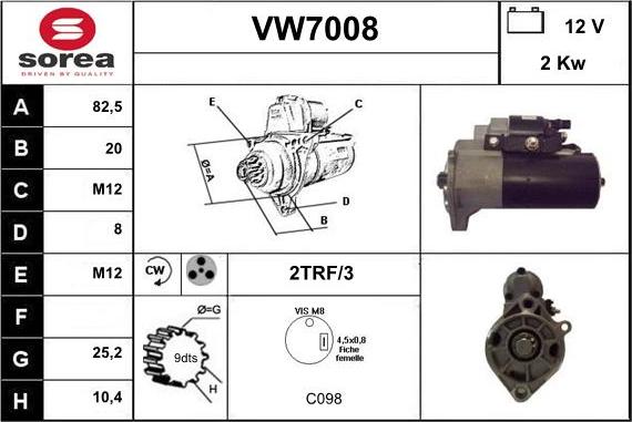 Sera VW7008 - Starteris adetalas.lv