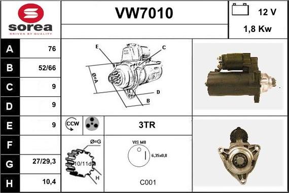 Sera VW7010 - Starteris adetalas.lv