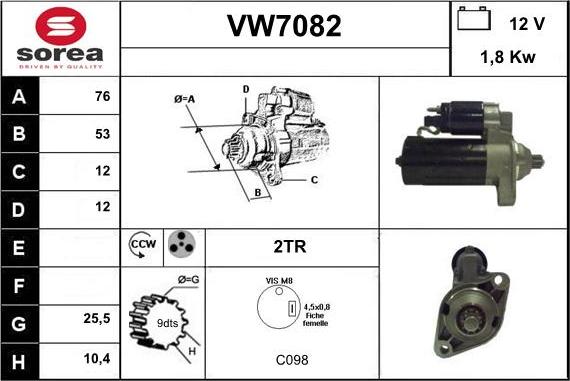 Sera VW7082 - Starteris adetalas.lv