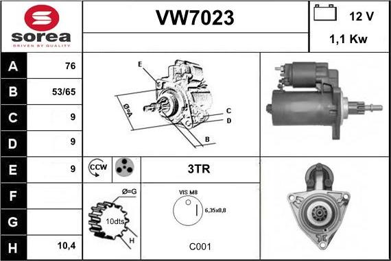 Sera VW7023 - Starteris adetalas.lv