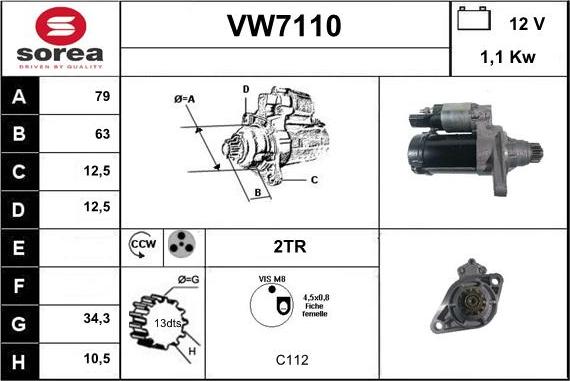 Sera VW7110 - Starteris adetalas.lv