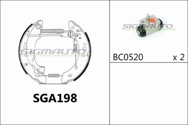 SIGMAUTO SGA198 - Bremžu loku komplekts adetalas.lv