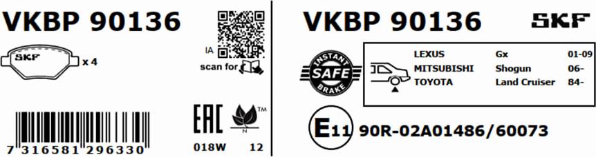 SKF VKBP 90136 - Bremžu uzliku kompl., Disku bremzes adetalas.lv