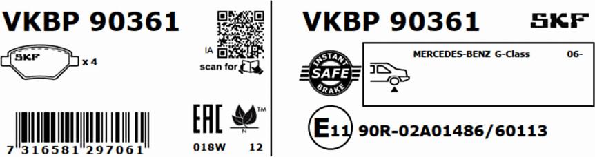 SKF VKBP 90361 - Bremžu uzliku kompl., Disku bremzes adetalas.lv