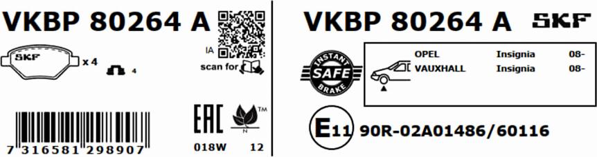 SKF VKBP 80264 A - Bremžu uzliku kompl., Disku bremzes adetalas.lv