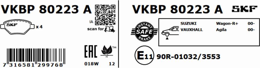 SKF VKBP 80223 A - Bremžu uzliku kompl., Disku bremzes adetalas.lv