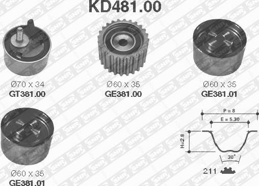 SNR KD481.00 - Zobsiksnas komplekts adetalas.lv