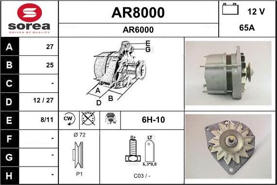 SNRA AR8000 - Ģenerators adetalas.lv