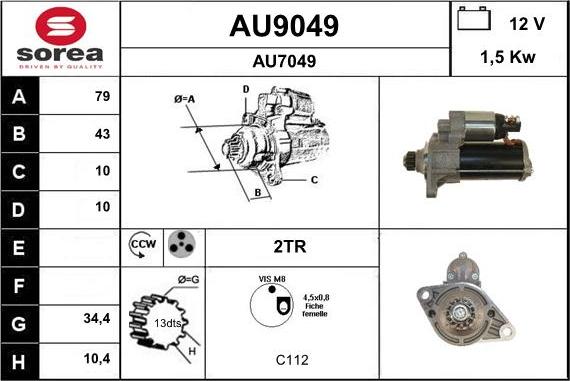 SNRA AU9049 - Starteris adetalas.lv