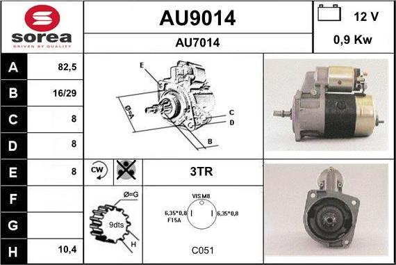 SNRA AU9014 - Starteris adetalas.lv