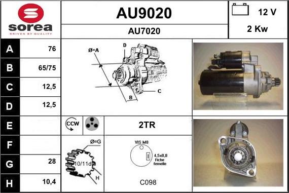 SNRA AU9020 - Starteris adetalas.lv