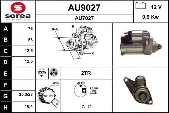 SNRA AU9027 - Starteris adetalas.lv