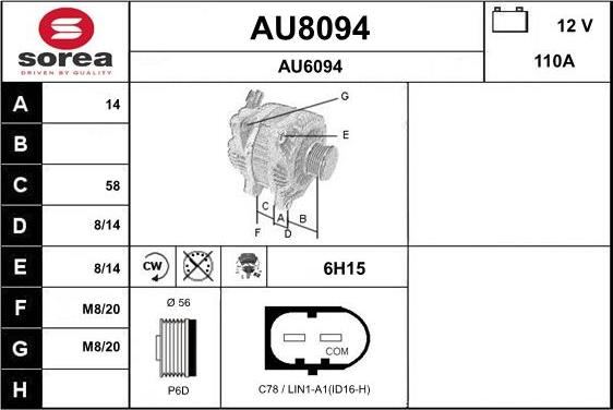 SNRA AU8094 - Ģenerators adetalas.lv