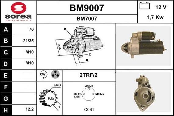 SNRA BM9007 - Starteris adetalas.lv