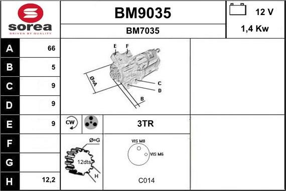 SNRA BM9035 - Starteris adetalas.lv