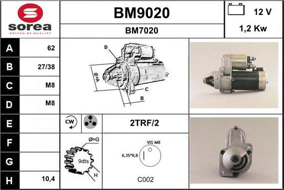 SNRA BM9020 - Starteris adetalas.lv