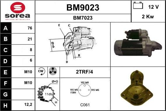 SNRA BM9023 - Starteris adetalas.lv