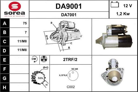 SNRA DA9001 - Starteris adetalas.lv