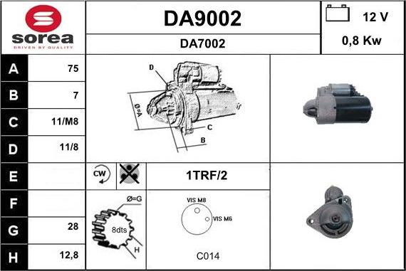 SNRA DA9002 - Starteris adetalas.lv