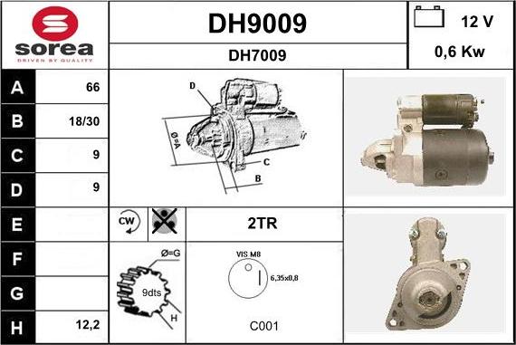 SNRA DH9009 - Starteris adetalas.lv