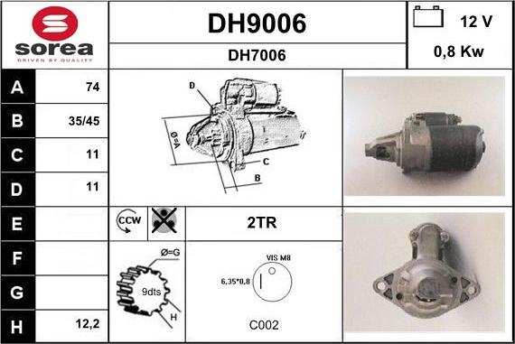 SNRA DH9006 - Starteris adetalas.lv