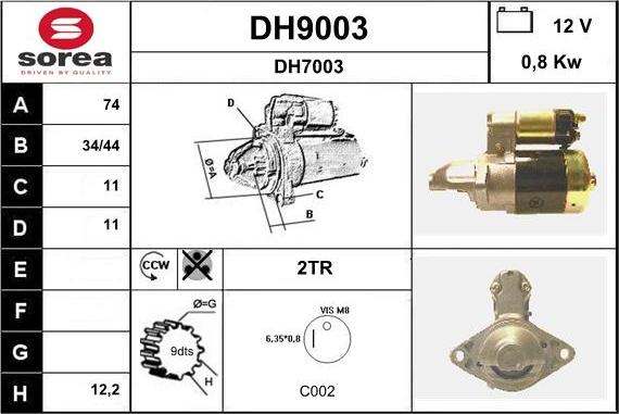 SNRA DH9003 - Starteris adetalas.lv