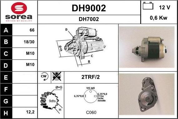 SNRA DH9002 - Starteris adetalas.lv