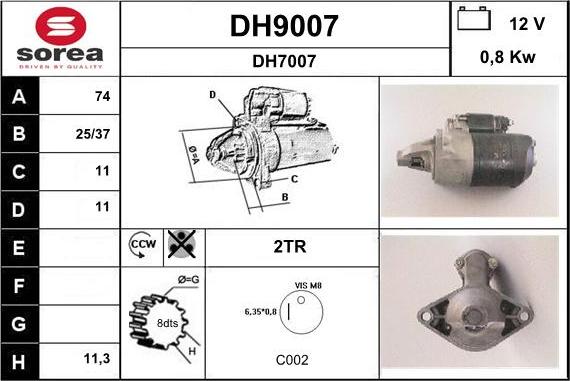 SNRA DH9007 - Starteris adetalas.lv